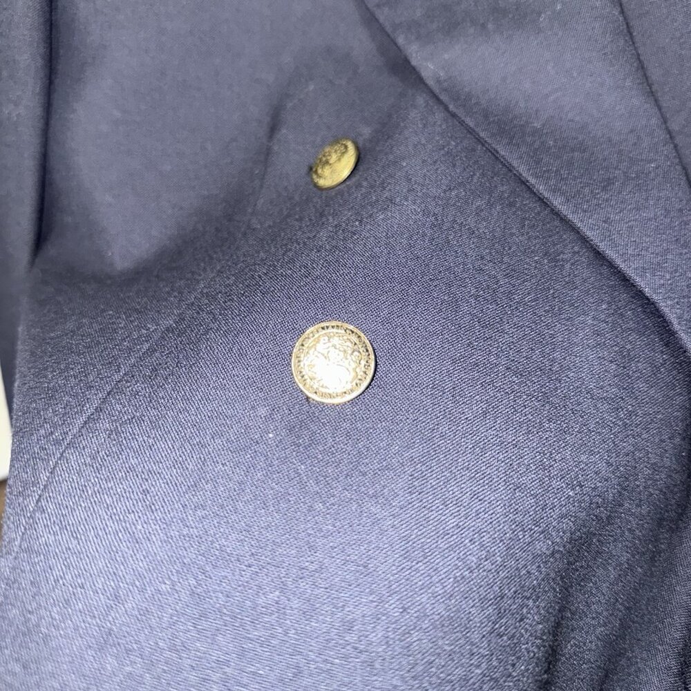Vintage Oscar de la Renta Men’s Navy Blue Double-Breasted Blazer 42R - Picture 3 of 14